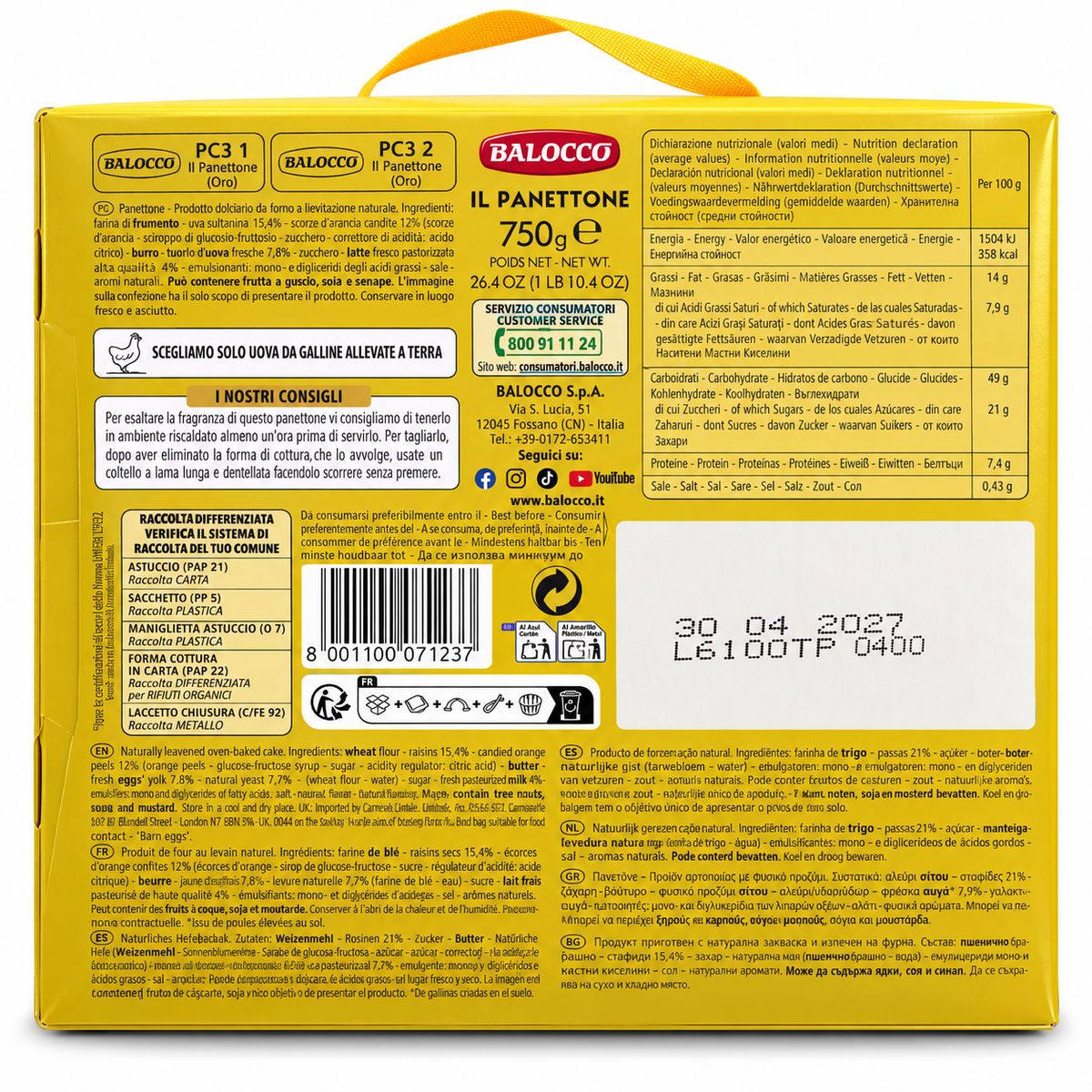 Panettone Balocco Receta Clásica 750g
