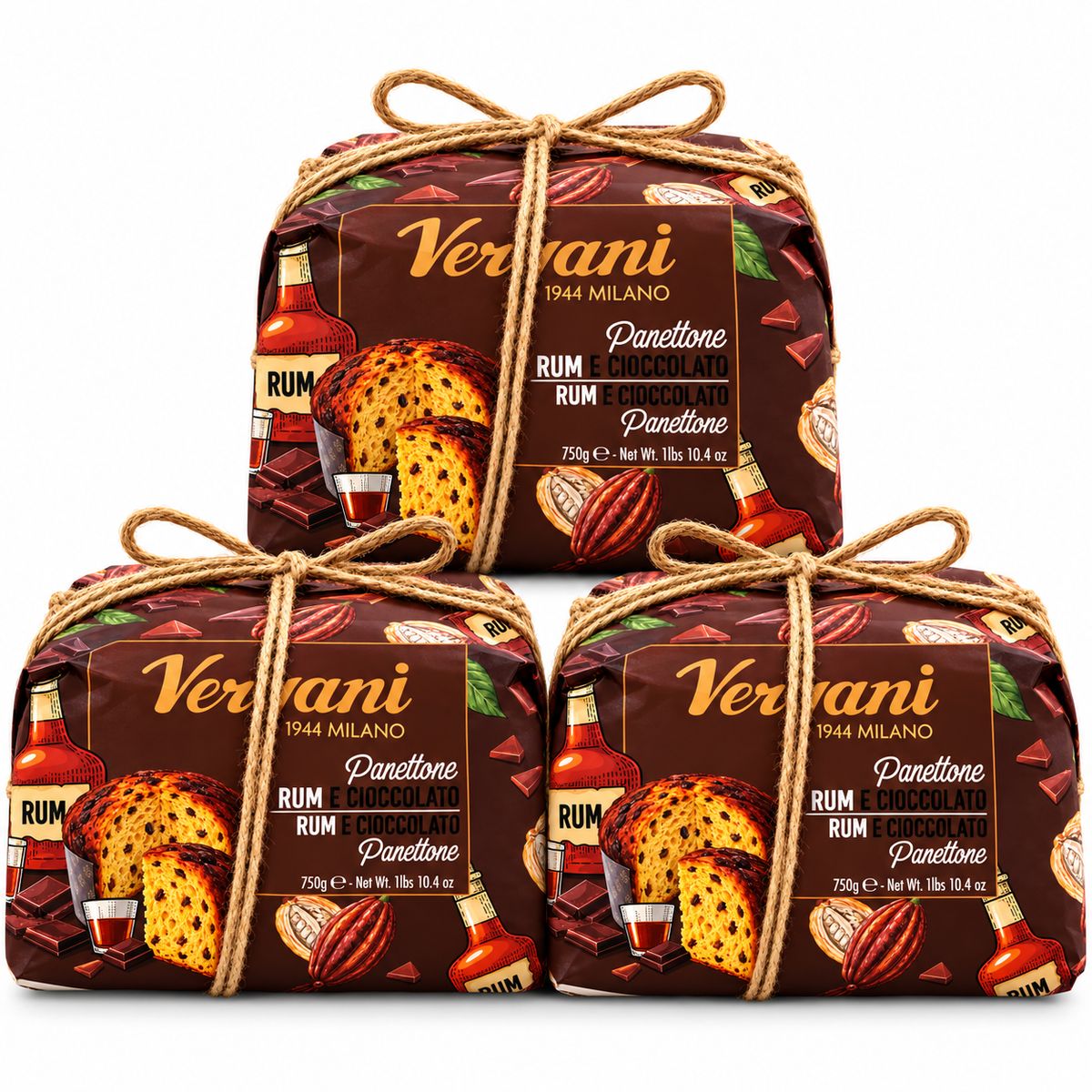 Vergani Panettone Rum e Cioccolato 750 g - 3 pezzi