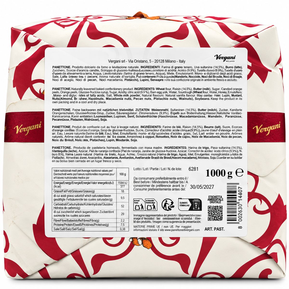 Vergani Panettone Milanese Classico 1 kg