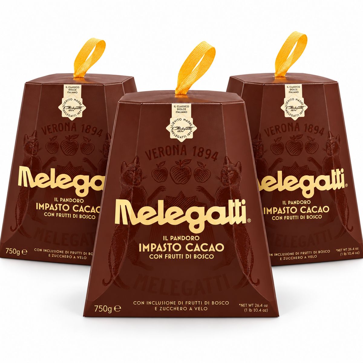 Melegatti Pandoro Cacao Frutti di Bosco 750 g - 3 pezzi