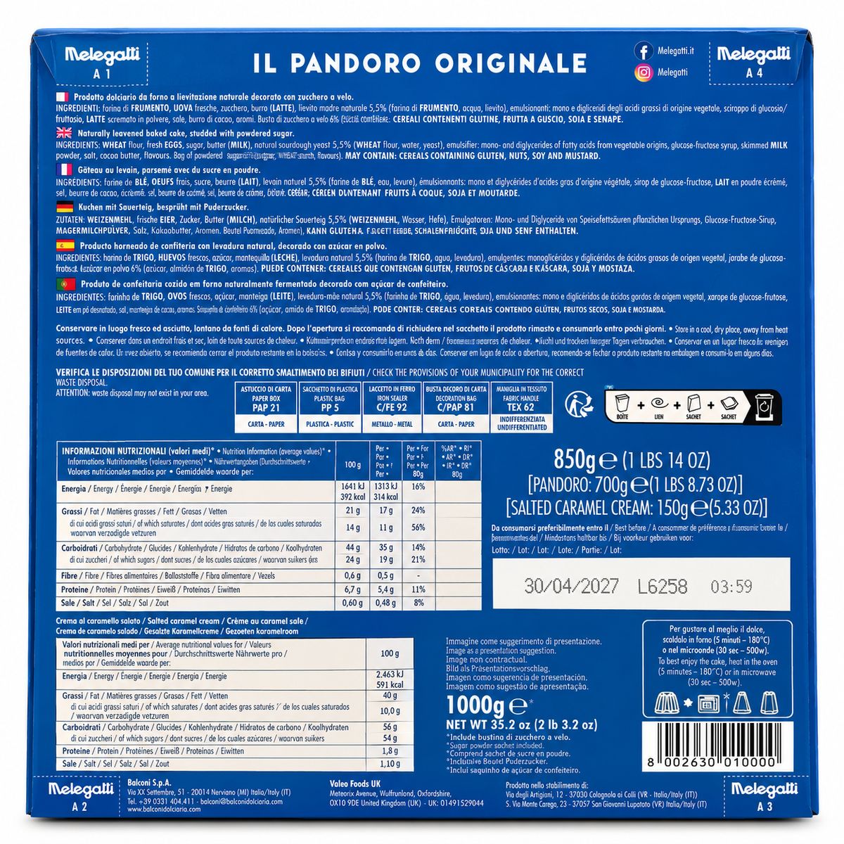 Melegatti Il Pandoro Originale 1 kg