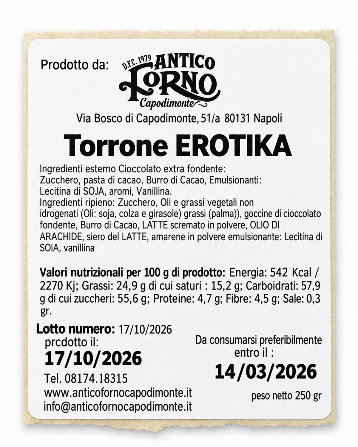 Antico Forno Capodimonte Torrone Erotika 250 g