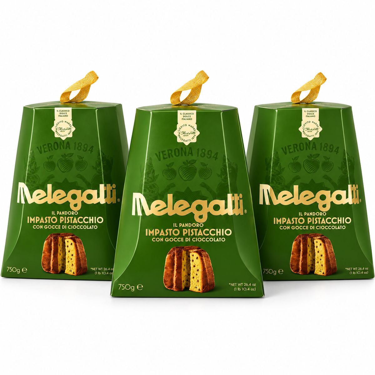 Melegatti Pandoro Pistache et Chocolat au Lait 750g - 3 pièces