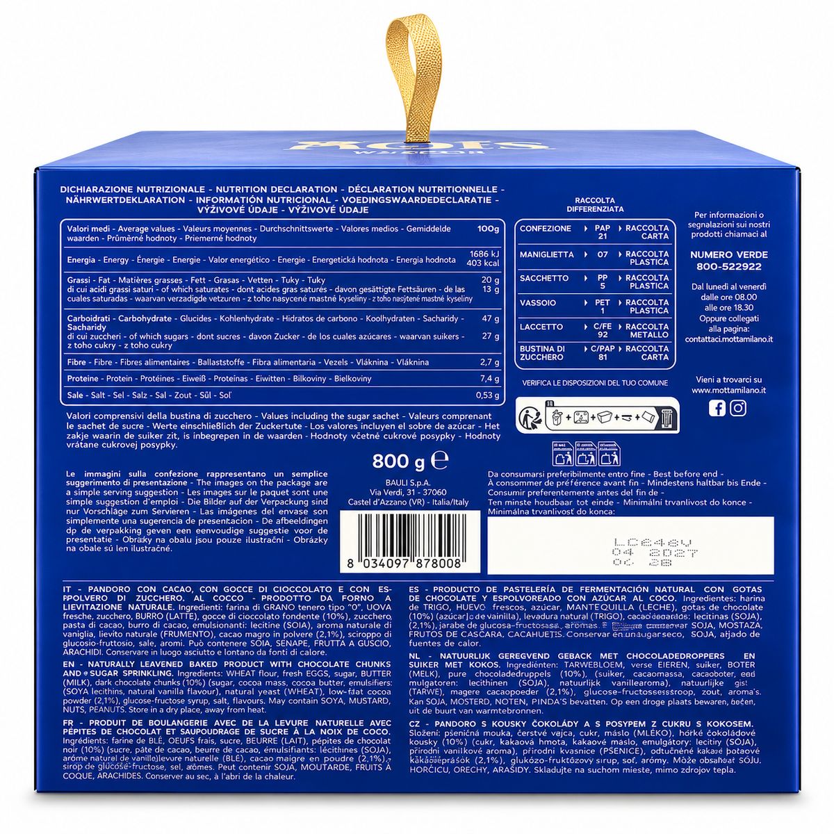 Motta Pandoro Cioccolato e Cocco 800 g