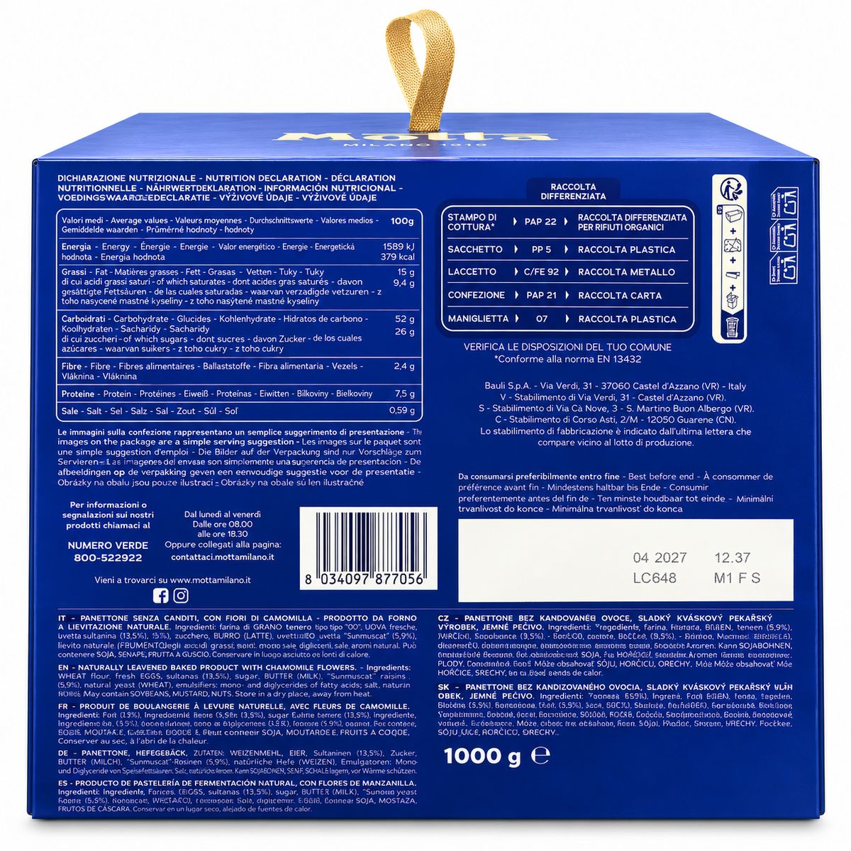 Motta Panettone Senza Canditi 1 kg