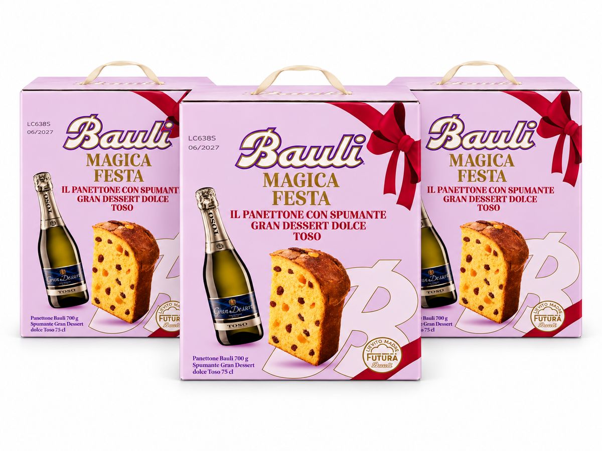 Bauli Magica Festa Panettone 700g et Toso Spumante 75cl - 3 pièces