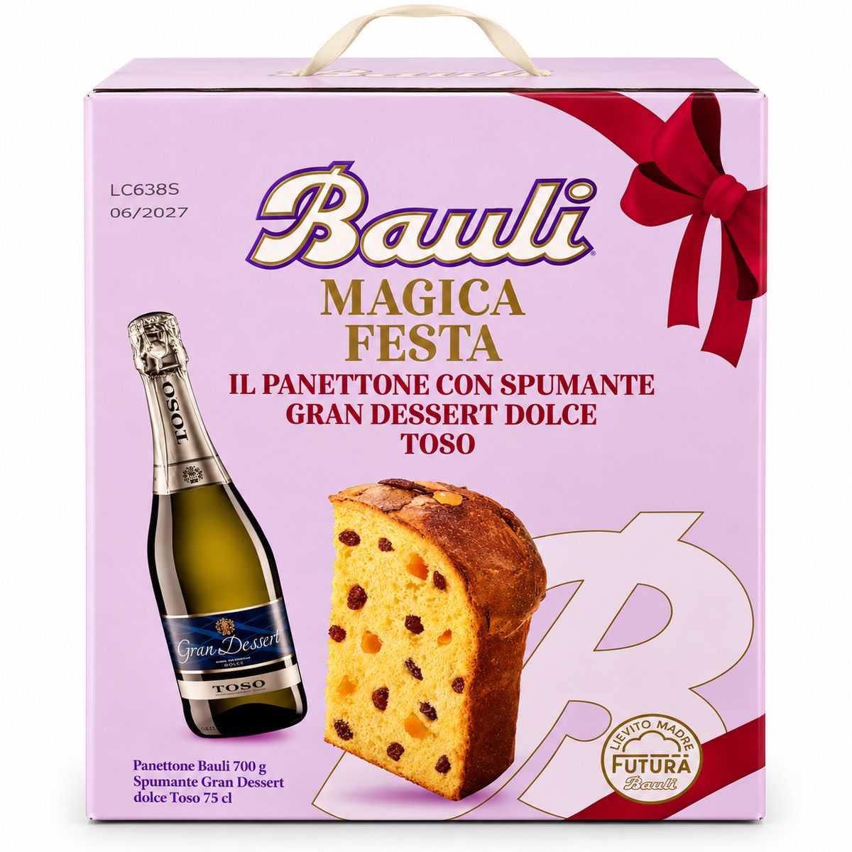 Bauli Magica Festa Panettone 700g et Toso Spumante 75cl