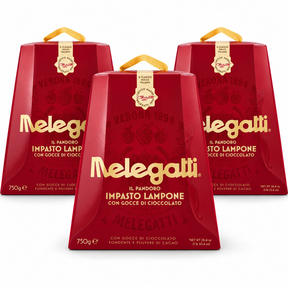 Pandoro de frambuesa y chocolate Melegatti 750 g - 3 unidades