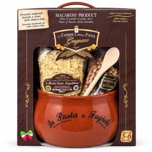 La Fabbrica della Pasta di Gragnano Pasta and Beans Gift Kit with Terracotta Pot and Lid 3.1 kg